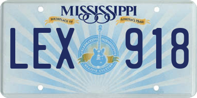 MS license plate LEX918