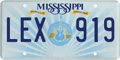 MS license plate LEX919
