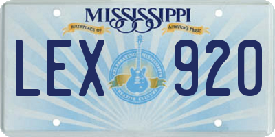 MS license plate LEX920