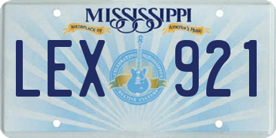 MS license plate LEX921