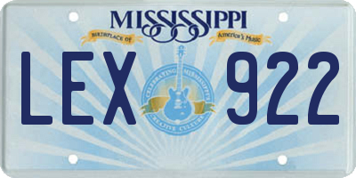 MS license plate LEX922