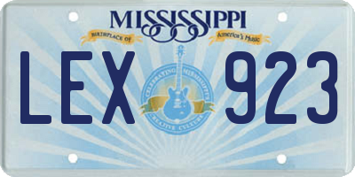 MS license plate LEX923