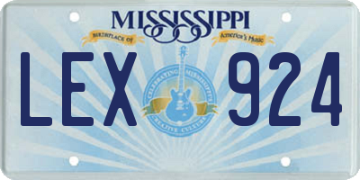 MS license plate LEX924
