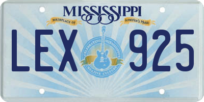 MS license plate LEX925