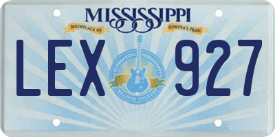 MS license plate LEX927