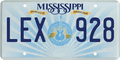 MS license plate LEX928