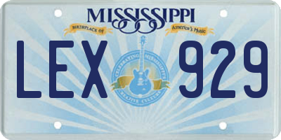 MS license plate LEX929
