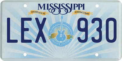 MS license plate LEX930