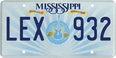 MS license plate LEX932