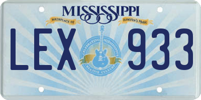 MS license plate LEX933