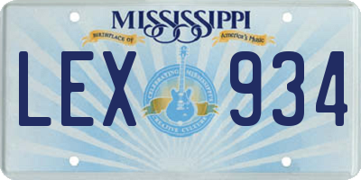 MS license plate LEX934