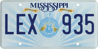 MS license plate LEX935