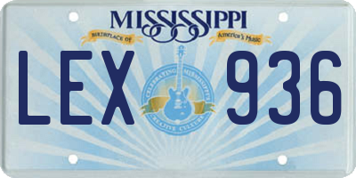 MS license plate LEX936