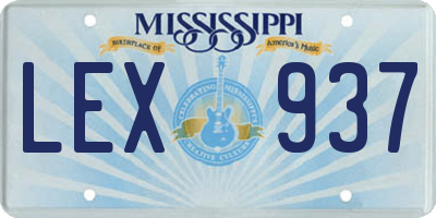 MS license plate LEX937