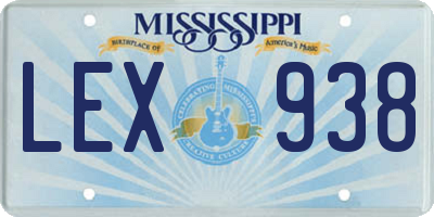 MS license plate LEX938