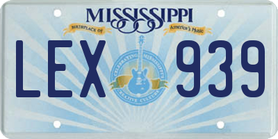 MS license plate LEX939