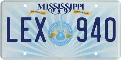 MS license plate LEX940