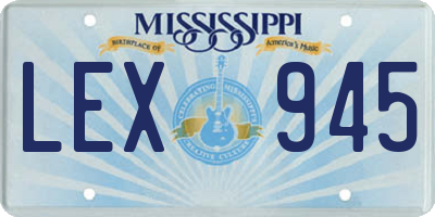 MS license plate LEX945