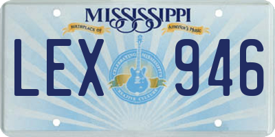 MS license plate LEX946