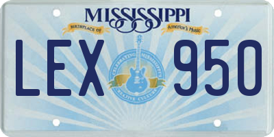 MS license plate LEX950