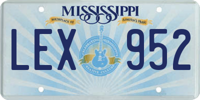 MS license plate LEX952
