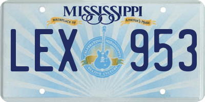 MS license plate LEX953