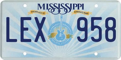 MS license plate LEX958