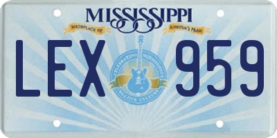 MS license plate LEX959