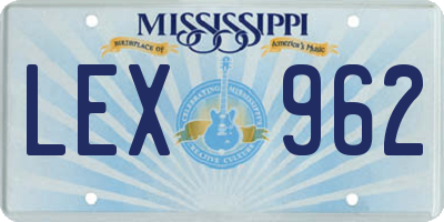 MS license plate LEX962