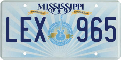 MS license plate LEX965
