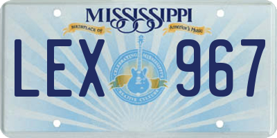 MS license plate LEX967