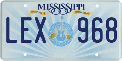 MS license plate LEX968