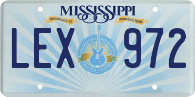MS license plate LEX972