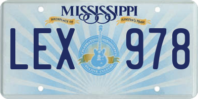 MS license plate LEX978