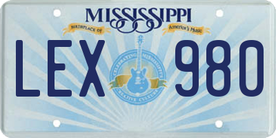 MS license plate LEX980