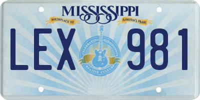 MS license plate LEX981