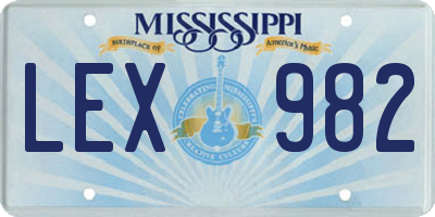 MS license plate LEX982