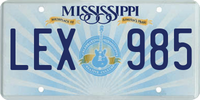 MS license plate LEX985