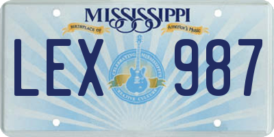 MS license plate LEX987