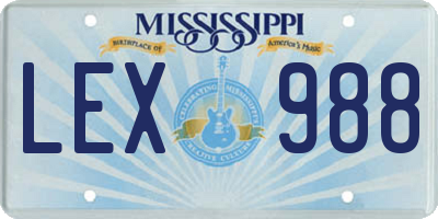 MS license plate LEX988