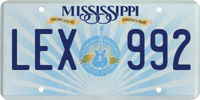 MS license plate LEX992