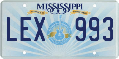 MS license plate LEX993