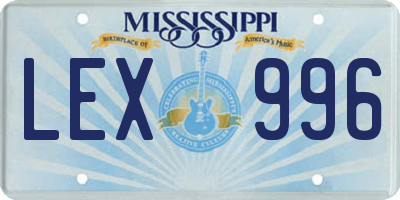 MS license plate LEX996