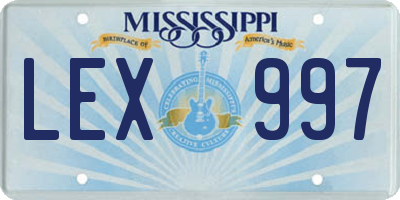 MS license plate LEX997