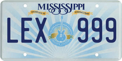 MS license plate LEX999