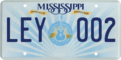 MS license plate LEY002