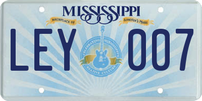 MS license plate LEY007
