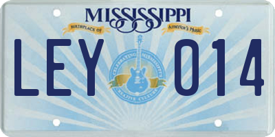 MS license plate LEY014