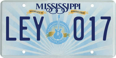 MS license plate LEY017