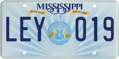 MS license plate LEY019